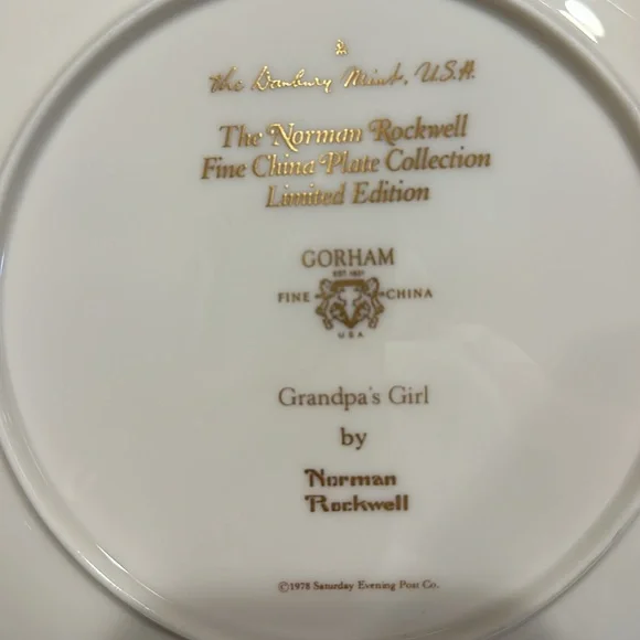 NORMAN ROCKWELL Limited Edition Danbury Mint Collectible Plate “Grandpa’s Girl” - Picture 5 of 8